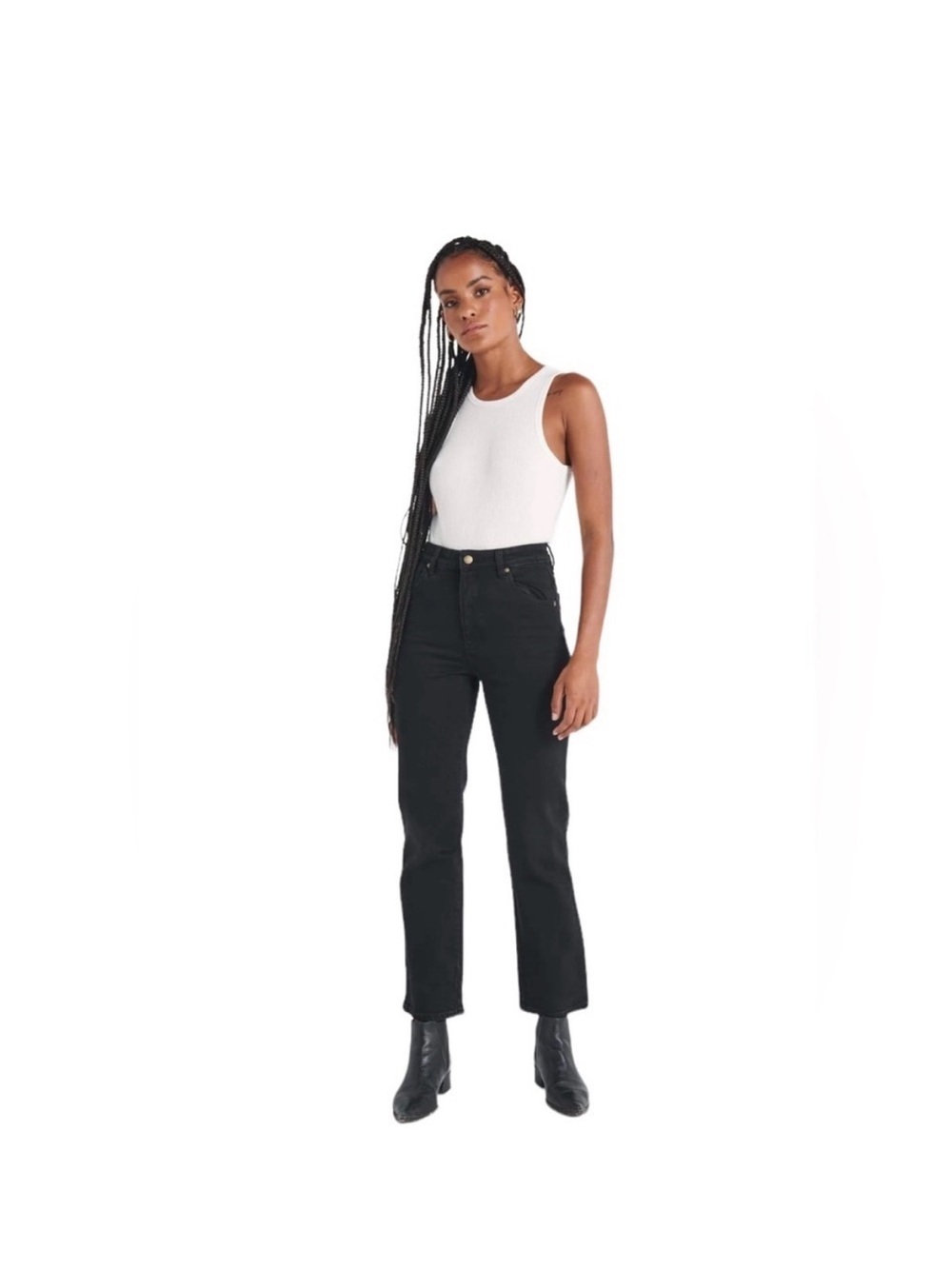 Rollas Original High Rise Straight in G’Day Mate (faded black) size 28